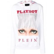 Philipp Plein X Playboy Printed Hoodie Women 01 White Clothing Hoodies