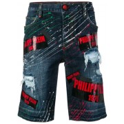 Philipp Plein Paint Splattered Denim Shorts Men 08nf No Flag Clothing Usa Cheap Sale