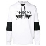Philipp Plein Hooded Sweatshirt Men 0102 White / Black Clothing Sweatshirts Prestigious