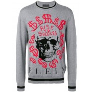 Philipp Plein Slogan Knitted Jumper Men 10 Grey Clothing Jumpers Attractive Price