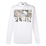 Philipp Plein Logo Printed Shirt Men 01 White Clothing Shirts Official Shop