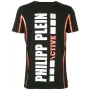 Philipp Plein Active Stripe Detail T-shirt Men 0220 Black / Orange Clothing T-shirts Usa Sale Online Store