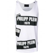 Philipp Plein Logo Print Tank Top Men 01 White Clothing Vests & Tanks Delicate Colors