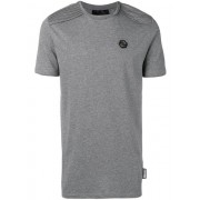 Philipp Plein Logo Patch T-shirt Men 10 Grey Clothing T-shirts Large Discount