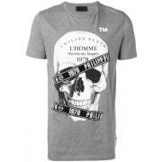 Philipp Plein Skull Print T-shirt Men 10 Grey Clothing T-shirts Usa Discount Online Sale