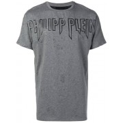 Philipp Plein Logo Printed T-shirt Men 10 Grey Clothing T-shirts Top Brands