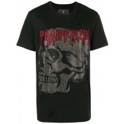 Philipp Plein Logo Skull Crewneck T-shirt Men 02 Black Clothing T-shirts Cheapest