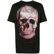 Philipp Plein Round Neck Skull T-shirt Men 0213 Black / Red Clothing T-shirts Cheapest Price