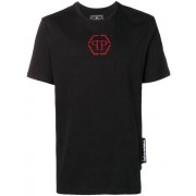 Philipp Plein Logo Patch T-shirt Men 0213 Black / Red Clothing T-shirts Low Price Guarantee