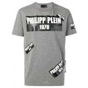 Philipp Plein Logo Printed T-shirt Men 10 Grey Clothing T-shirts Sale Online