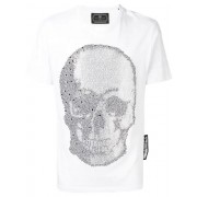 Philipp Plein Crystal Skull Embellished T-shirt Men 01 White Clothing T-shirts