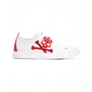 Philipp Plein Skull Patch Sneakers Men 0113 White / Red Shoes Low-tops Complete In Specifications