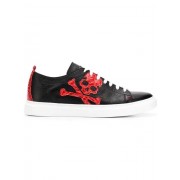 Philipp Plein Skull Low-top Sneakers Men 0213 Black / Red Shoes Low-tops Finest Selection