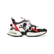Philipp Plein Colour-block Skull Sneakers Men 0213 Black / Red Shoes Low-tops Utterly Stylish