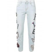 Philipp Plein Logo Lettering Jeans Women 07 Light Blue Clothing Straight-leg Hot Sale Online