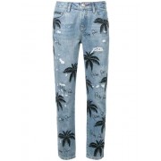 Philipp Plein Palm Tree Print Jeans Women 07il L.a.livin Clothing Boyfriend Premium Selection