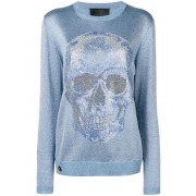 Philipp Plein Metallic Skull Jumper Women 14 Dark Blue Clothing Jumpers Outlet Boutique