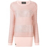 Philipp Plein Crystal Embellished Striped Jumper Women 62 Nude Pink Clothing Jumpers
