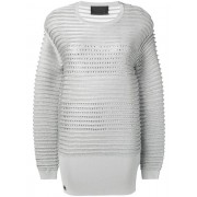 Philipp Plein Embellished Striped Jumper Women 70 Silver Clothing Jumpers Amazing Selection