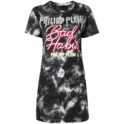 Philipp Plein "bad Habits" T-shirt Dress Women 02 Black Clothing Day Dresses Usa Official Online Shop