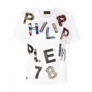 Philipp Plein Logo Collage T-shirt Women 01 White Clothing T-shirts & Jerseys Latest Fashion-trends