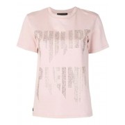 Philipp Plein Rhinestone Logo T-shirt Women 03 Rose / Pink Clothing T-shirts & Jerseys Prestigious