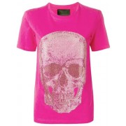Philipp Plein Crystal Embellished Skull T-shirt Women 33 Fuxia Clothing T-shirts & Jerseys