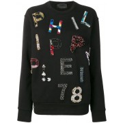 Philipp Plein Beaded Logo Sweatshirt Women 02 Black Clothing Sweatshirts Top Designer Collections