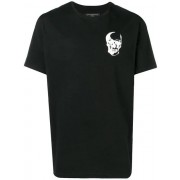 Philipp Plein Platinum Cut Flocked Skull T-shirt Men 0201 Black White Clothing T-shirts