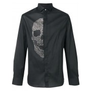 Philipp Plein Embellished Skull Shirt Men 02 Black Clothing Shirts Hot Sale