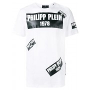 Philipp Plein Tape Logo Patch T-shirt Men 01 White Clothing T-shirts Entire Collection