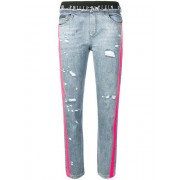 Philipp Plein Side Stripes Distressed Jeans Women 07il L.a.livin Clothing Skinny High-tech Materials