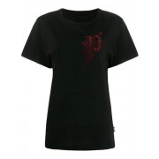 Philipp Plein Sequin Logo T-shirt Women 0213 Black/ Red Clothing T-shirts & Jerseys Competitive Price