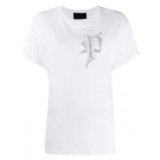 Philipp Plein Sequin Logo T-shirt Women 0101 White / Clothing T-shirts & Jerseys Discount Save Up To