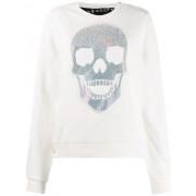 Philipp Plein Glitter Skull Sweatshirt Women 01 White Clothing Sweatshirts Online Leading Retailer