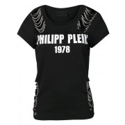 Philipp Plein Distressed Logo T-shirt Women 02 Black Clothing T-shirts & Jerseys Best Discount Price