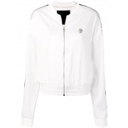 Philipp Plein Logo Bomber Jacket Women 01 White Clothing Jackets Vast Selection