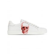 Philipp Plein Skull Low-top Sneakers Men 0113 White Red Shoes Low-tops Fabulous Collection