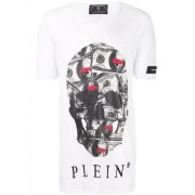 Philipp Plein Dollar Bill Skull T-shirt Men 01/wht Clothing T-shirts Uk Discount Online Sale