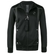 Philipp Plein Geometric Zipped Jacket Men Black Silver Clothing Sport Jackets & Wind Breakers Classic Styles
