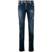 Philipp Plein Paint Splat Slim Fit Jeans Men 085a Blu Denim Clothing Skinny Clearance