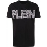 Philipp Plein Embroidered Logo T-shirt Men 0201 Black / White Clothing T-shirts Uk Discount Online Sale