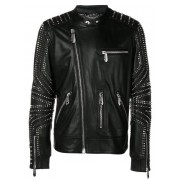 Philipp Plein Studded Biker Jacket Men 02 Black Clothing Jackets Uk Discount Online Sale