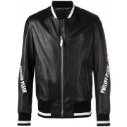 Philipp Plein Tm Bomber Jacket Men 0201 Black / White Clothing Leather Jackets Cheapest