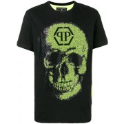 Philipp Plein Skull T-shirt Men 0209 Black / Yellow Clothing T-shirts Free And Fast Shipping