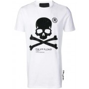 Philipp Plein Skull Motif T-shirt Men 0102 White / Black Clothing T-shirts Huge Discount
