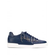 Philipp Plein Signature Plaque Sneakers Men 14 Dark Blue Shoes Low-tops 100% Quality Guarantee
