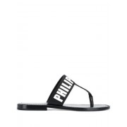 Philipp Plein Tm Flat Sandals Men 0201 Black / White Shoes Cheapest Online Price