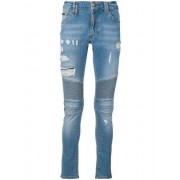 Philipp Plein Ripped Detail Biker Jeans Men 07es Electro Sunset Clothing Skinny Official Online Website