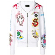 Philipp Plein Patchwork Zipped Hoodie Men 01 White Clothing Hoodies Reliable Supplier